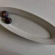 19th century white porcelain shuttle centerpiece dish