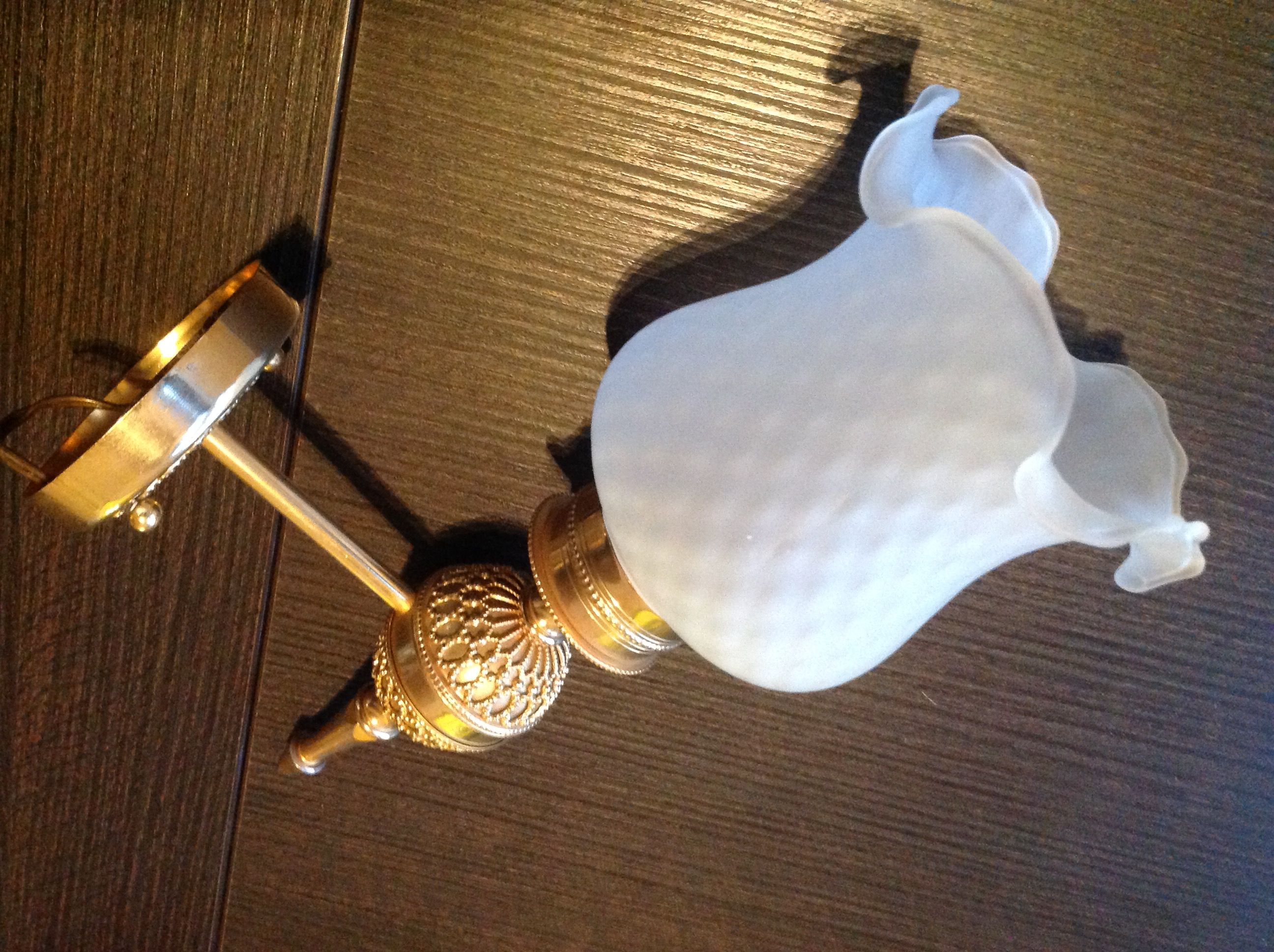 Brass wall light and satin glas vintage 50s-60s