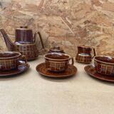 Antique PRUSZKOW Ceramic Brown & Gold Vintage Tea Service #B279