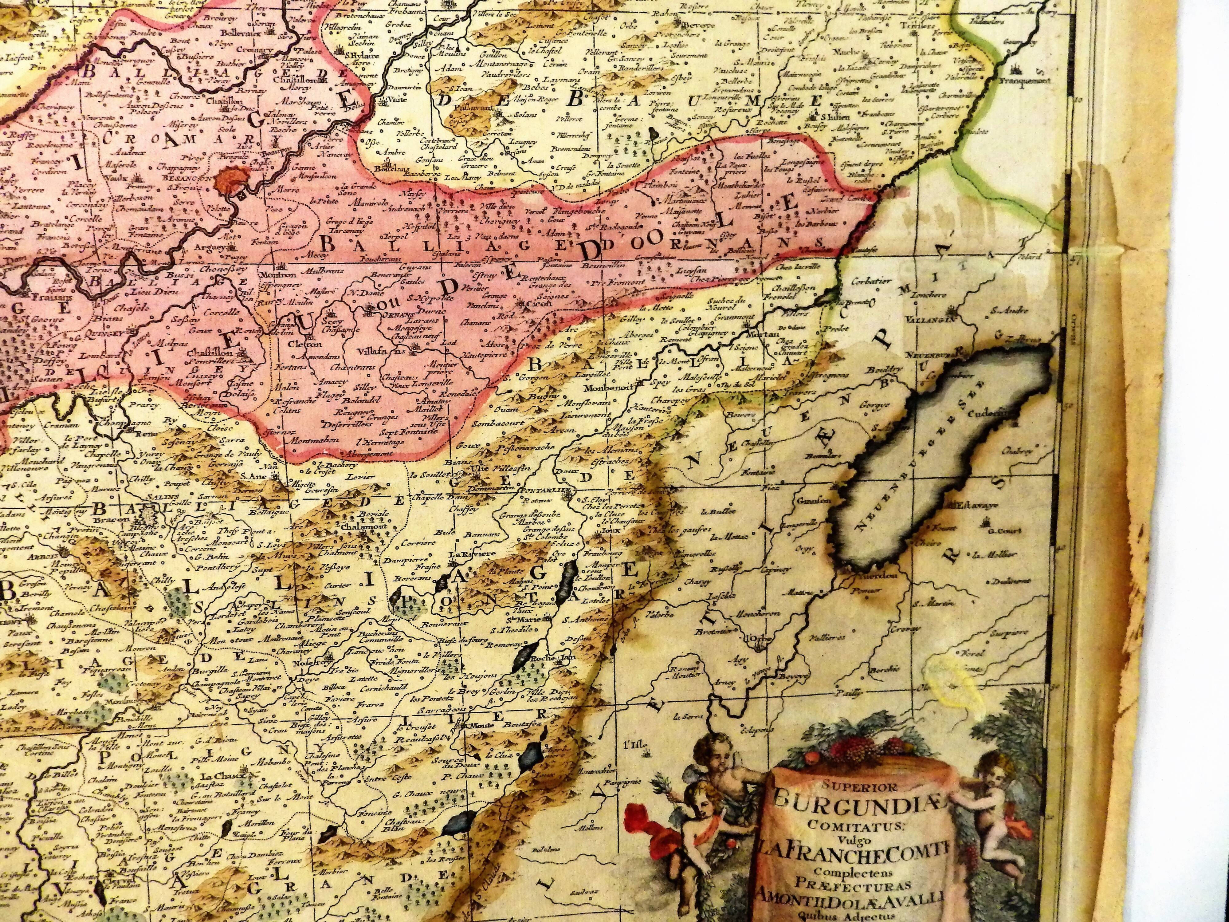 Old map of the Franche Comté Gérard Valk 1690