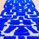 Moroccan Berber Klein blue hallway rug with reliefs