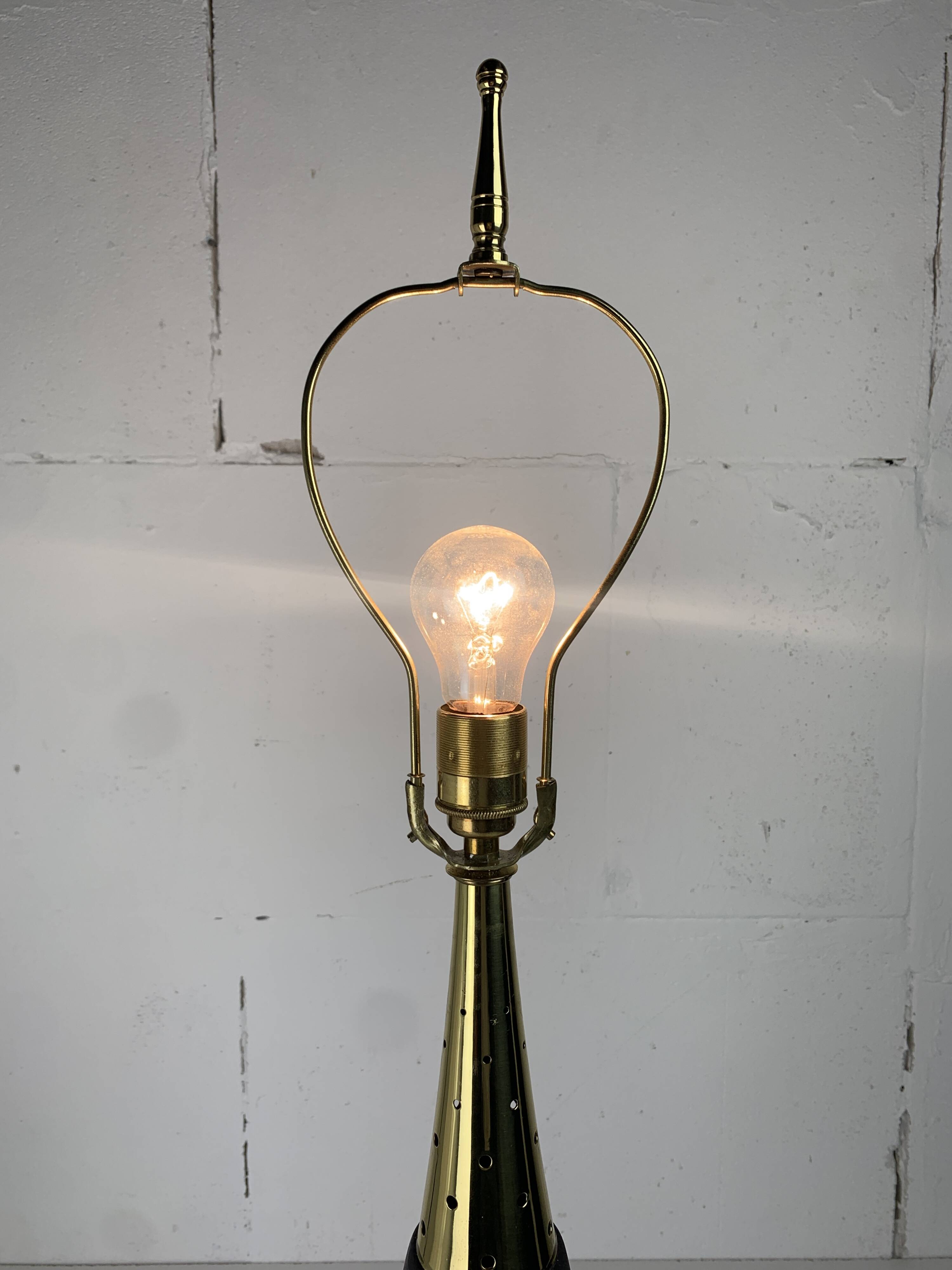 Large midcentury sputnik Stilnovo style brass table lamp, US 1950s