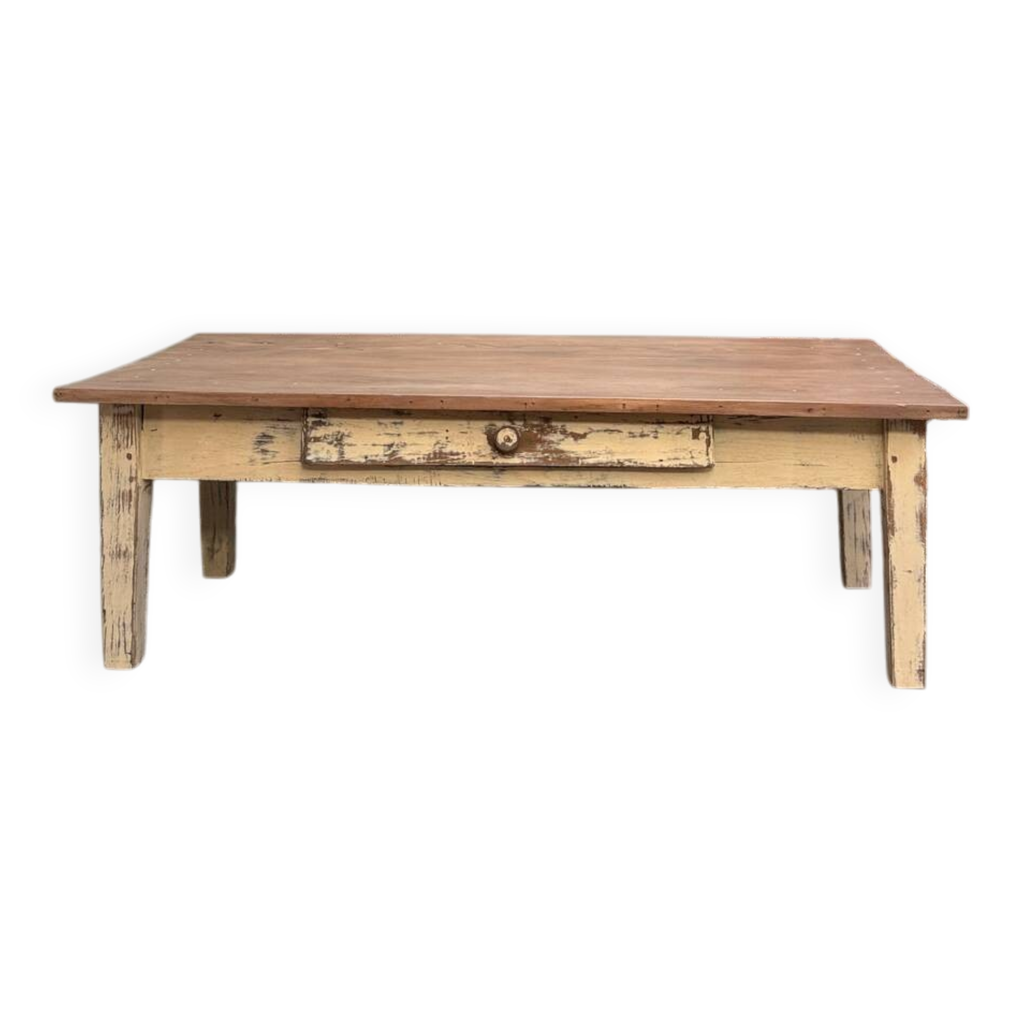 Large patinated farmhouse coffee table
