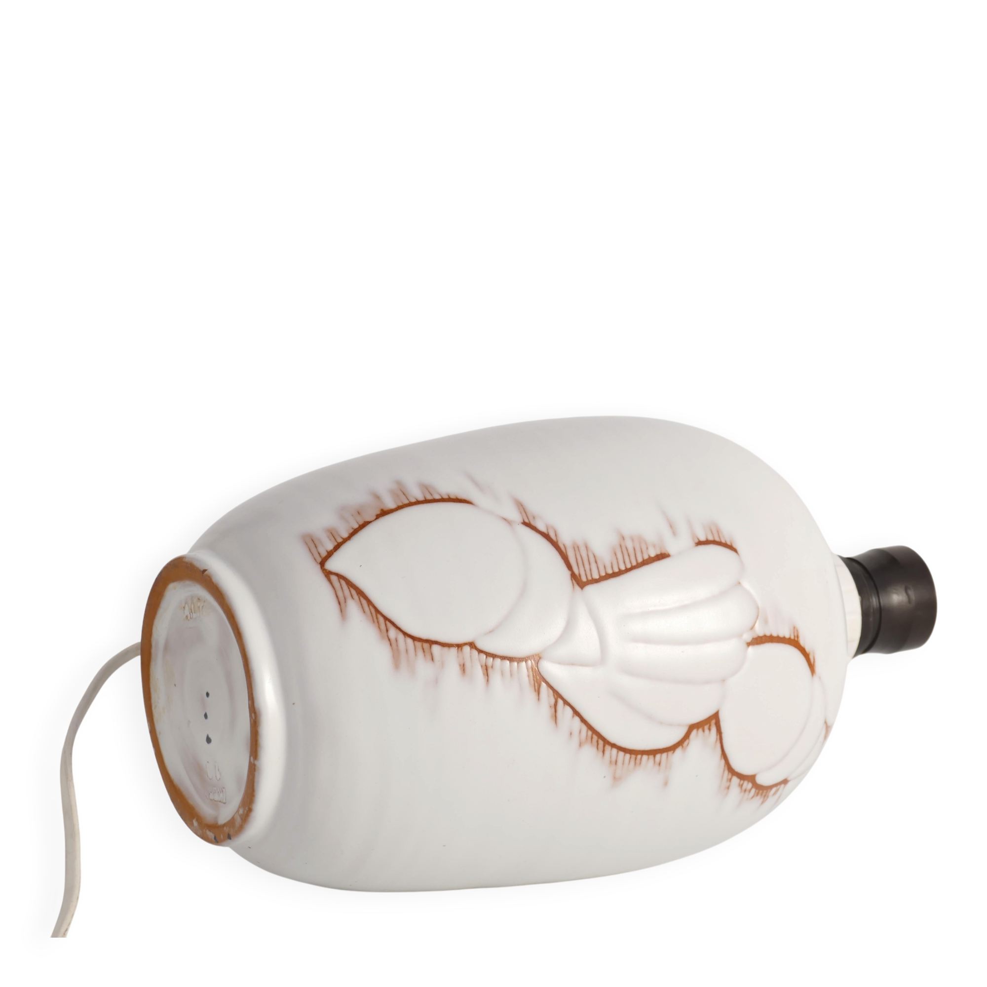 Art Deco White Seashell Motif Table lamp By Anna Lisa Thomson, Upsala Ekeby