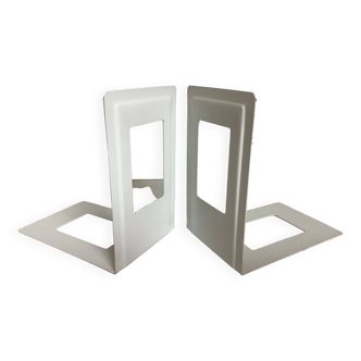 Pair of white metal bookends