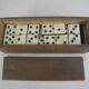 Old game 28 dominoes bone wood ebony antique french dominoes game