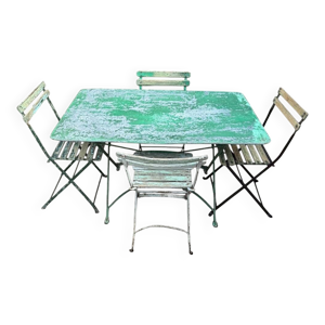 Table et chaises bistrots - patine