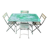 Table et chaises bistrots guinguettes pliantes patine d’origine 1930