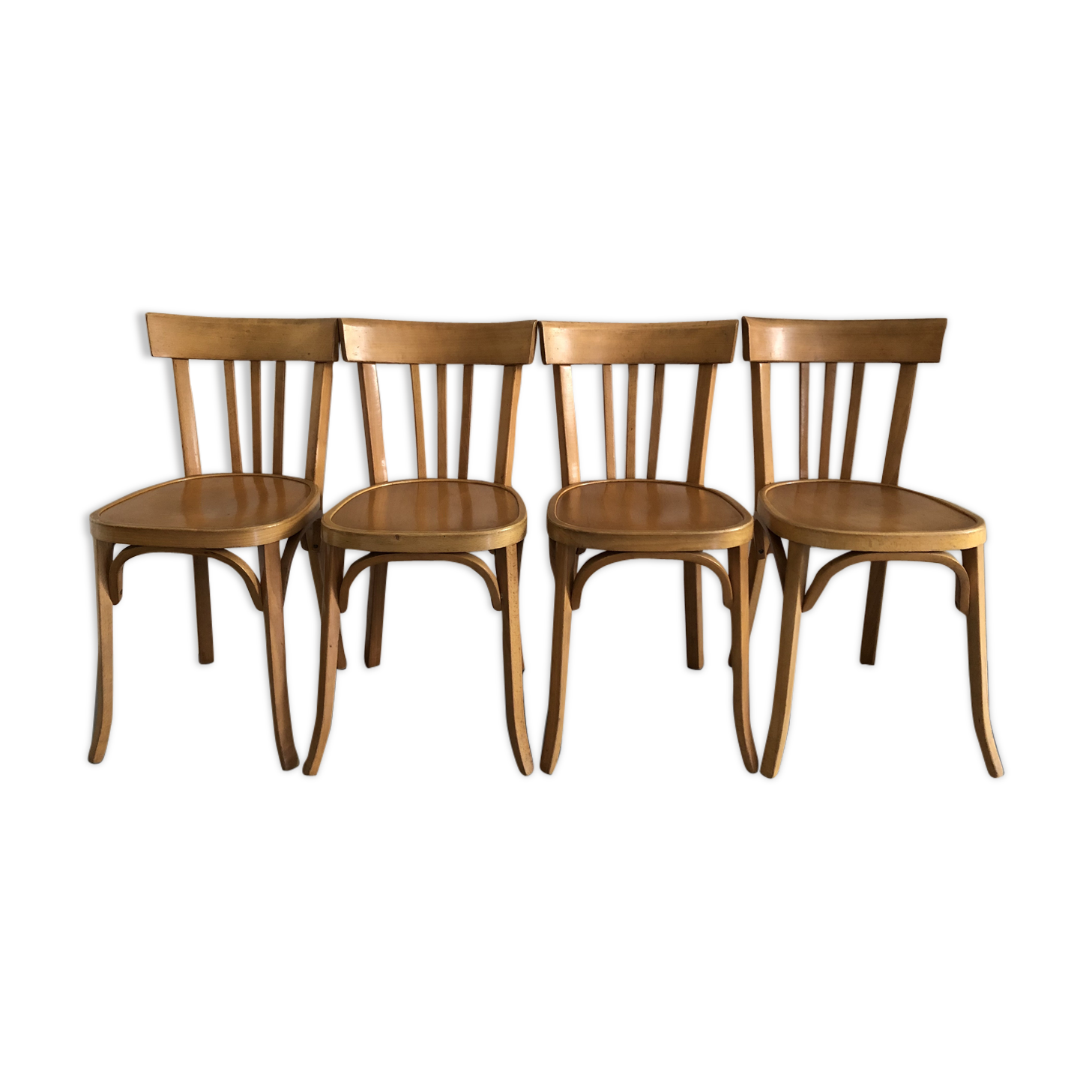 4 vintage Baumann beech chairs