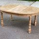 Extendable round farmhouse dining table renovated in raw oak 160cm 20th century
