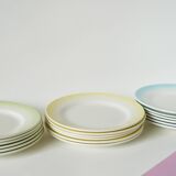Set of 5 Tie & Dye Blue dessert plates, 1960