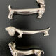 6 various animal knife holders in silver metal