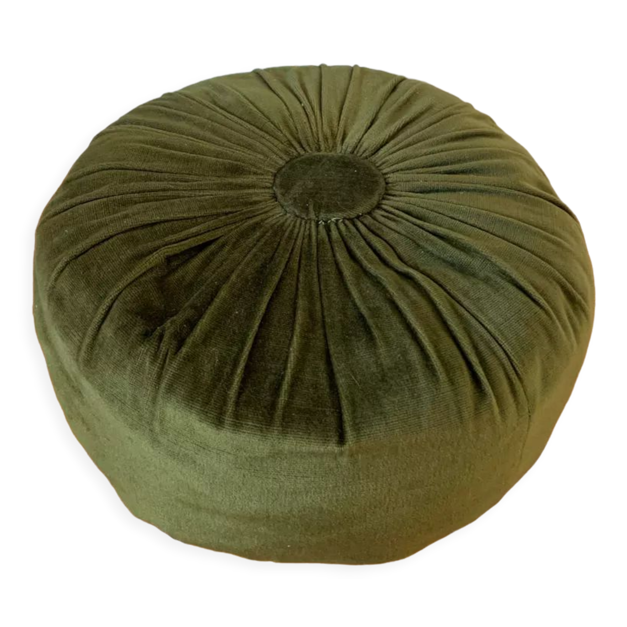 Olive green velvet pouf