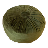Olive green velvet pouf