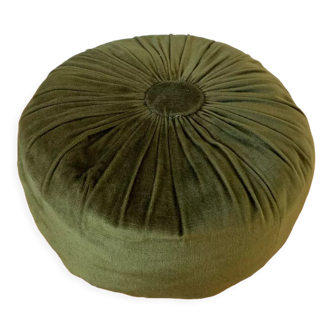 Olive green velvet pouf