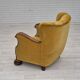 Fauteuil relax danois des années 60, revêtement en velours jaune honning, bois de chêne.