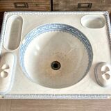 Vintage Blue Decorated Porcelain Washbasin