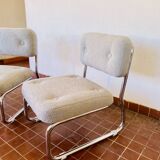 Pair of mid century armchairs / fireside chairs in French terry fabric