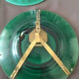 4 assiettes en barbotine verte