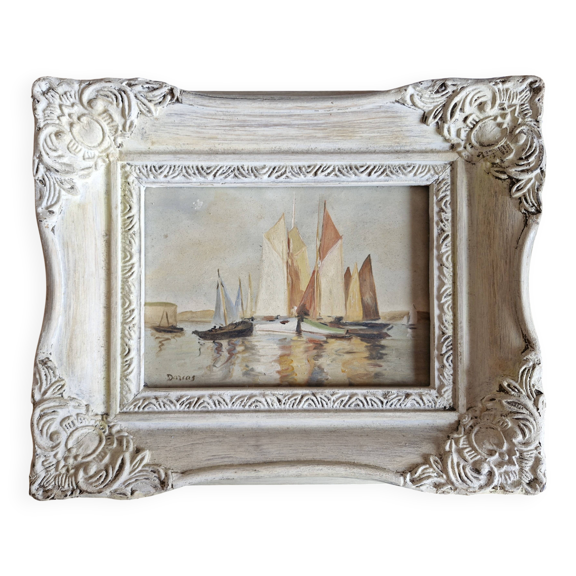 Marine oil painting wooden frame
