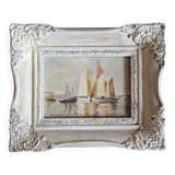 Peinture à l'huile marine cadre bois