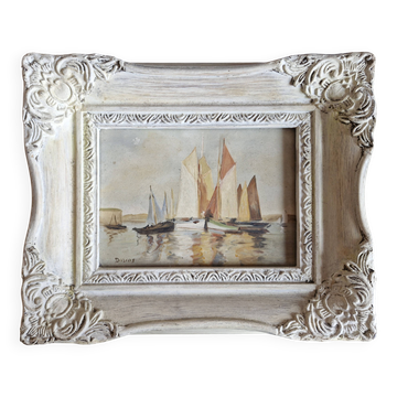 Marine oil painting wooden frame