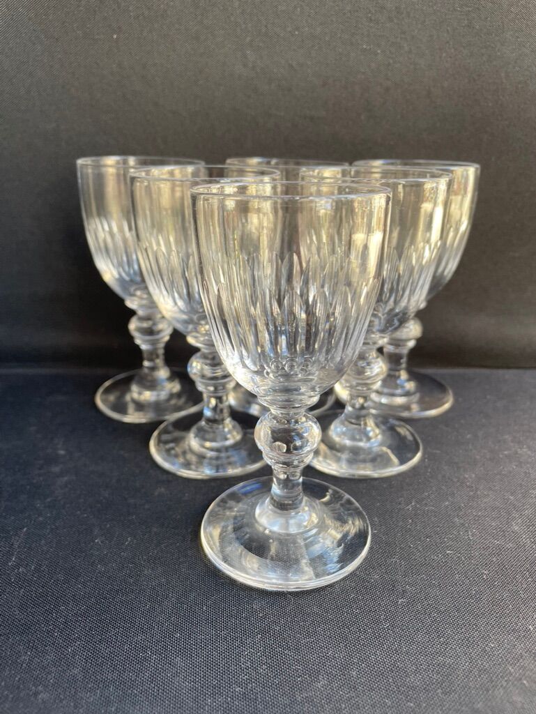 Decanter and 6 cut crystal porto glasses XIXth