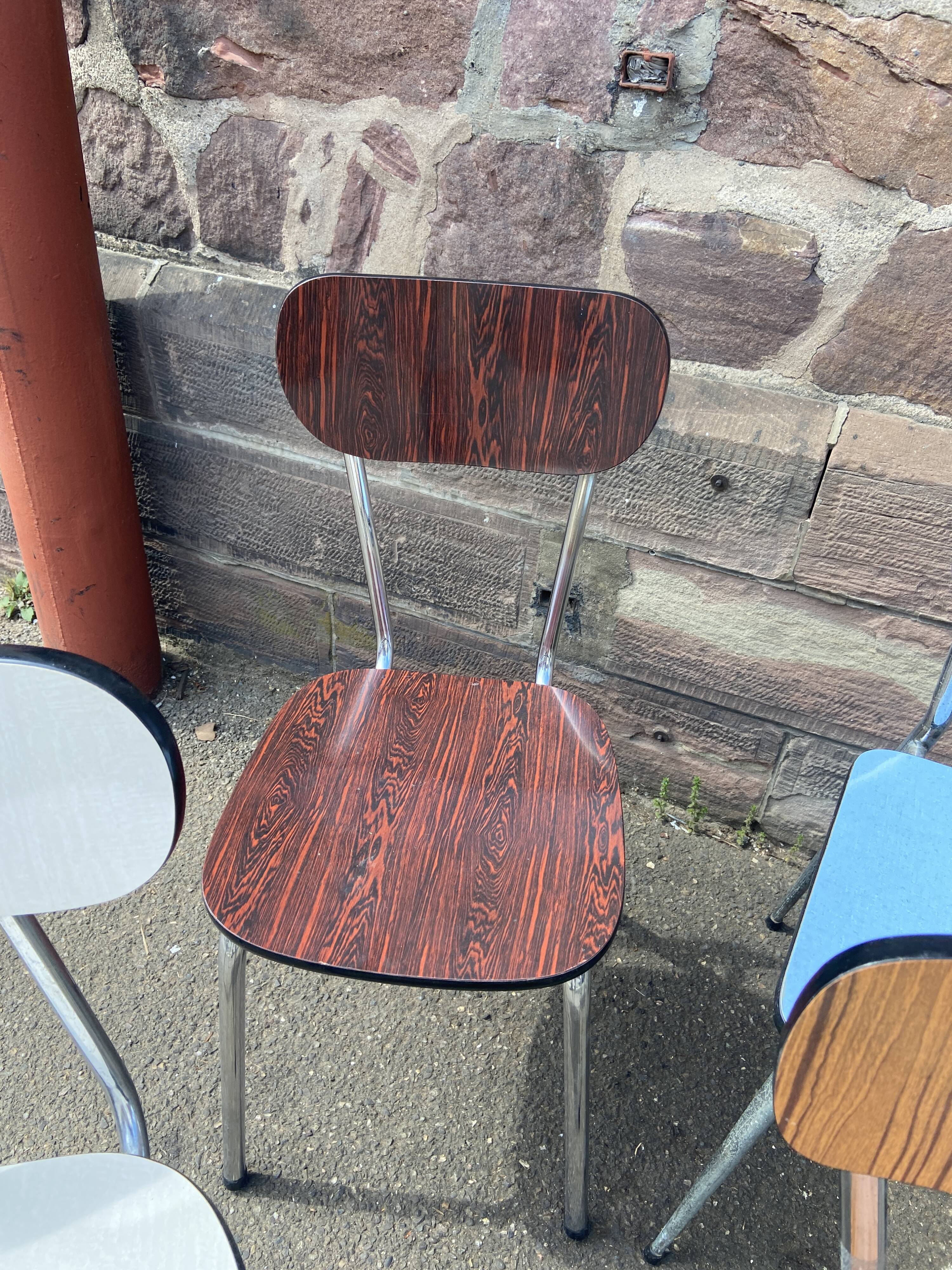 6 vintage mismatched formica chairs