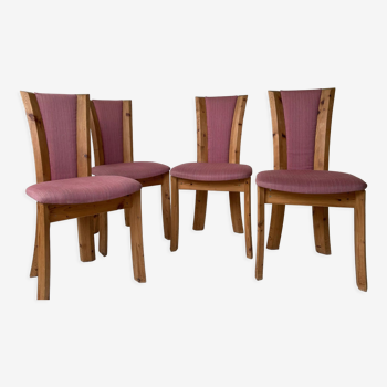 Chaises de salle à manger danoises rose et pin