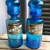 Blue apothecary bottles