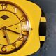 Vintage formica clock rectangular silent wall clock "Lora yellow black"
