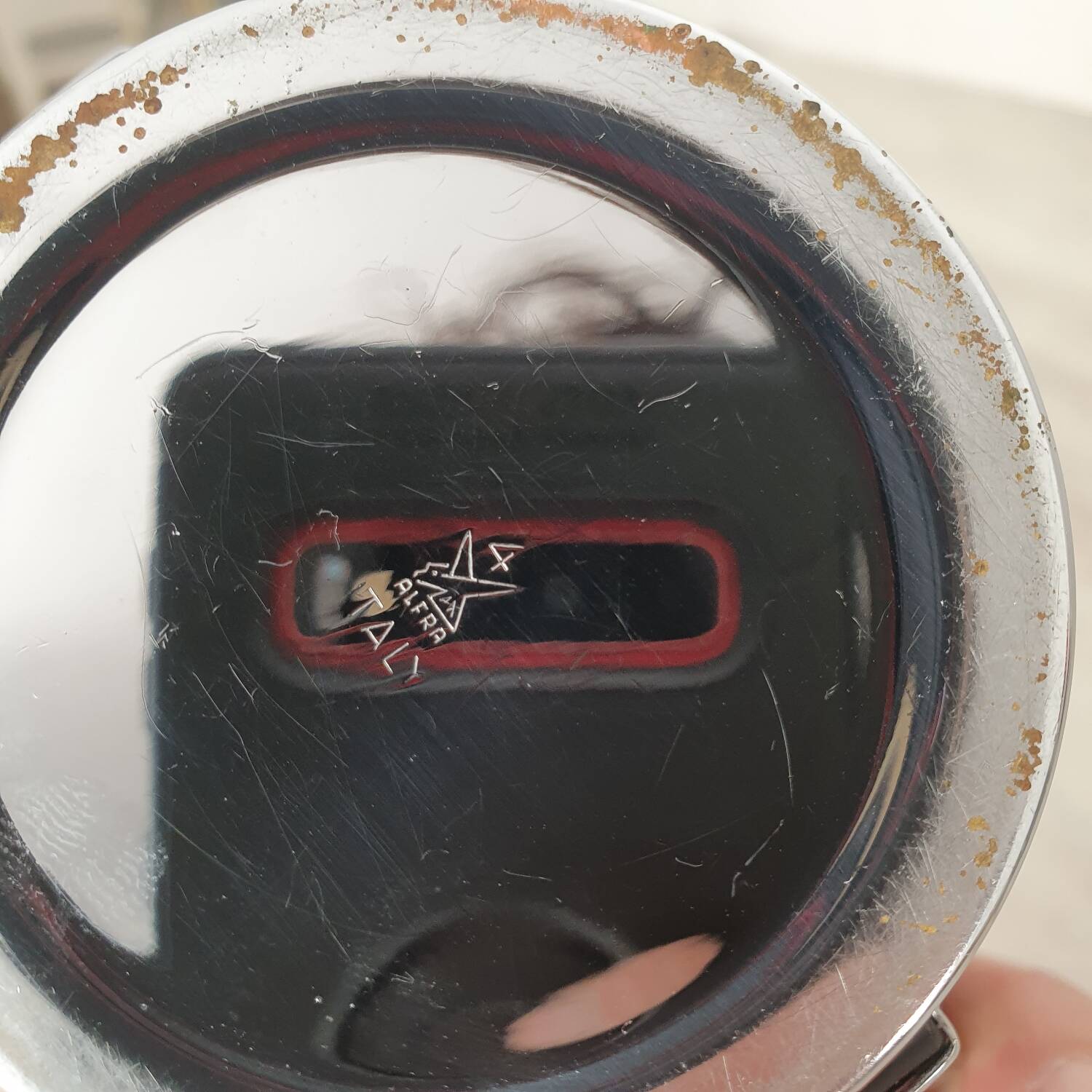 Alessi / Stainless steel and bakelite sugar bowl, "Bombé" collection