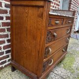 Art Deco chest of drawers, marble top, solid oak, dressing table