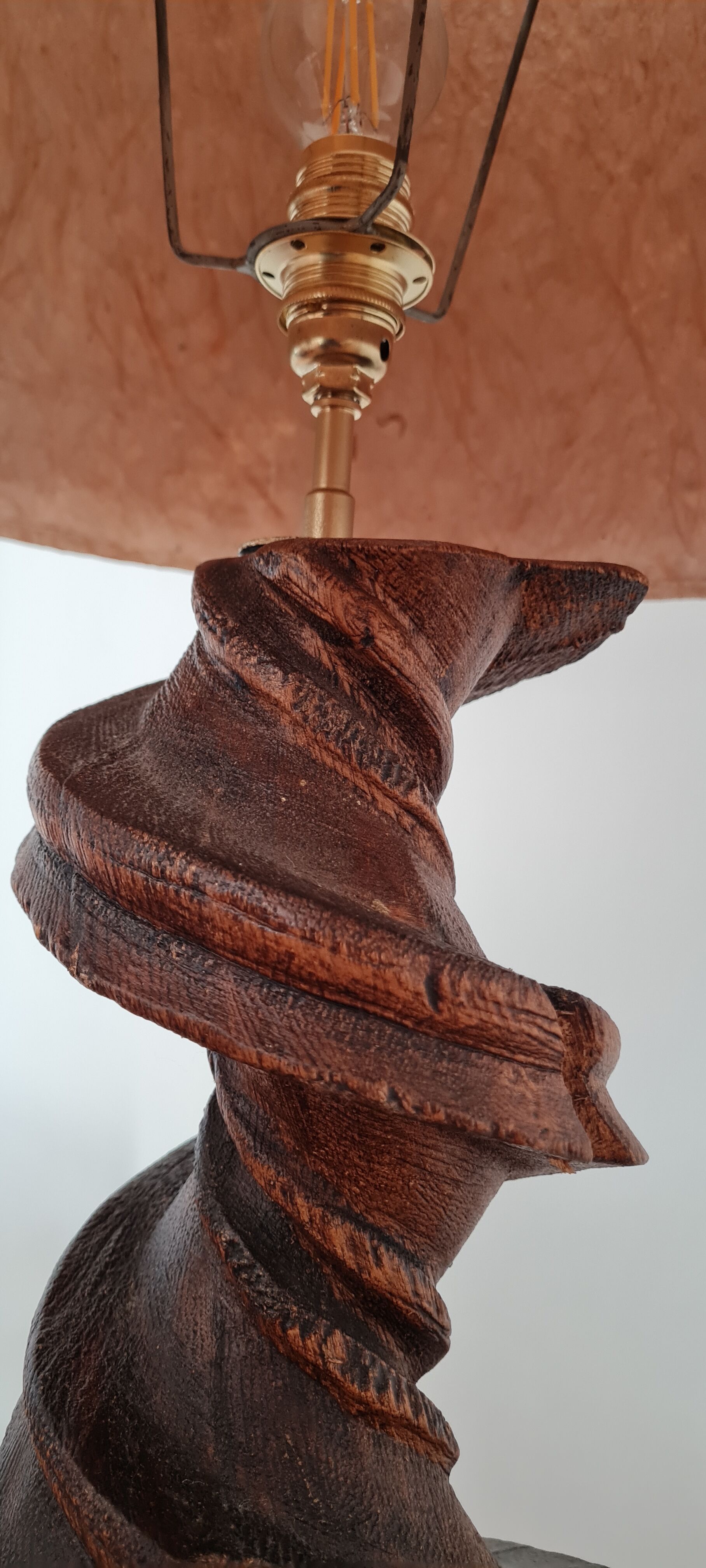 Handmade lamp in turned wood