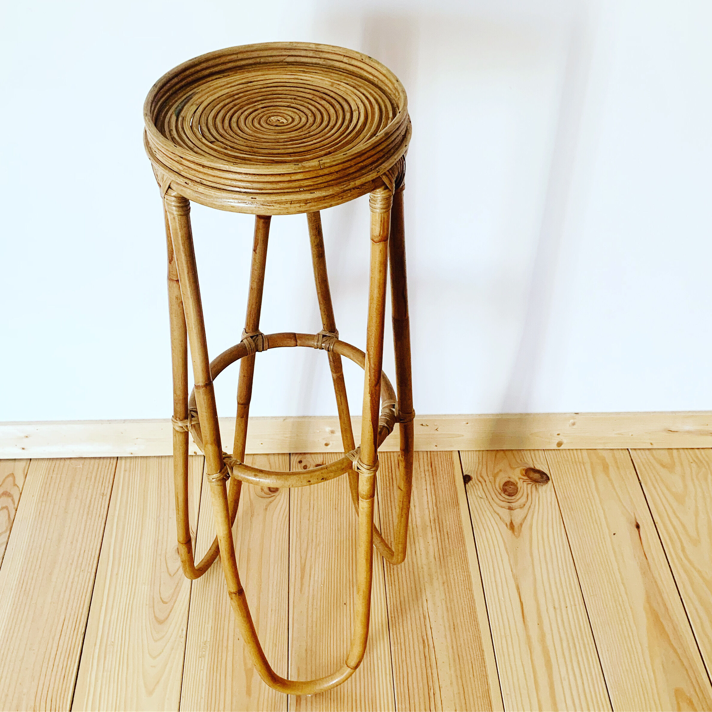 Vintage rattan plant holder