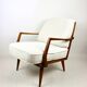 Club white ivory bouclé lounge chair, 1970s