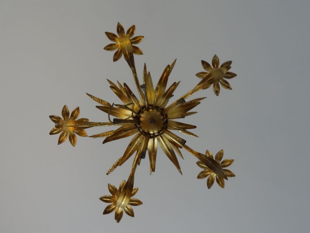 Lustre en métal doré épis de blé et feuillage