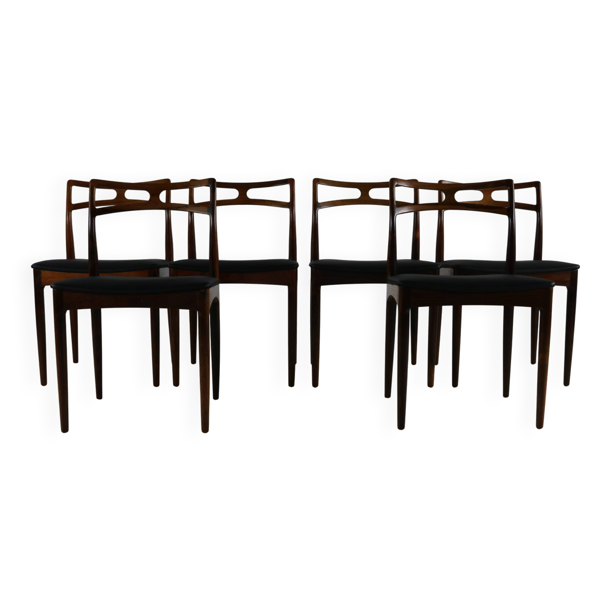 Sixties Danish design rosewood dining chairs by cabinetmaker Johannes Ander