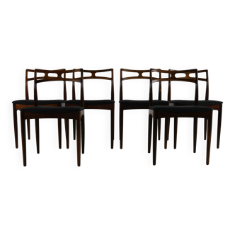Sixties Danish design rosewood dining chairs by cabinetmaker Johannes Ander