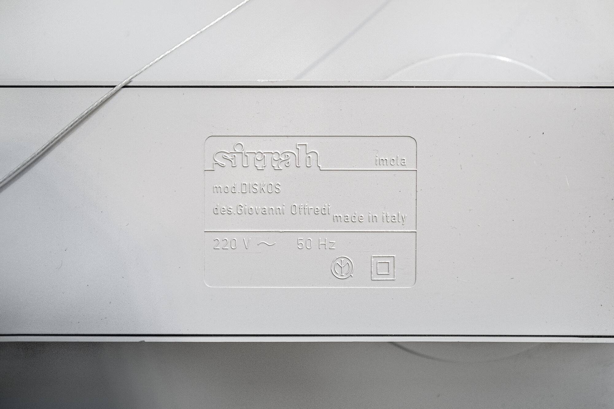 Lampadario Diskos postmoderno di Giovanni Offredi per Sirrah, Italia, anni '80