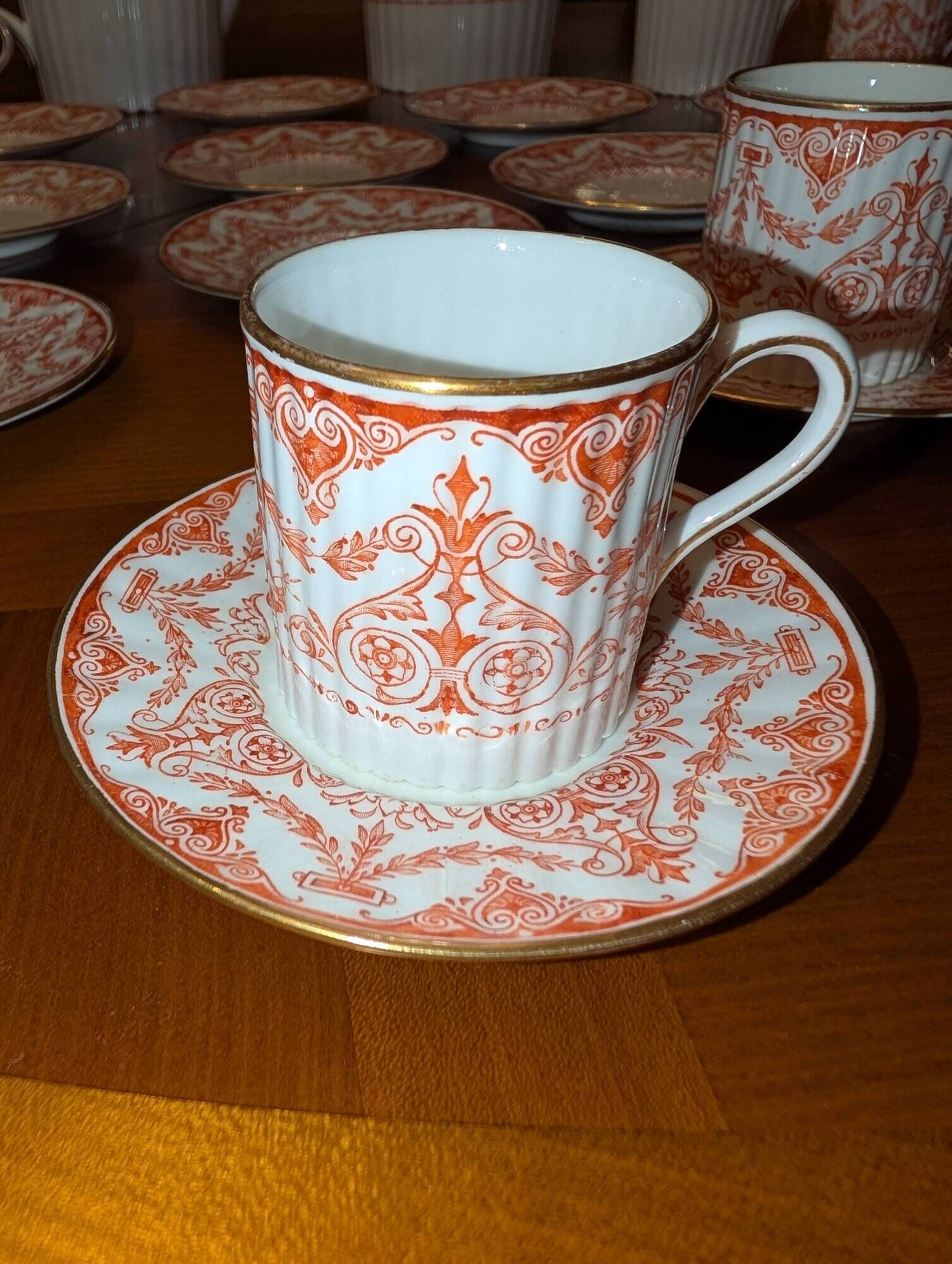 Wedgwood Coral & Gold Coffee Service - Neoclassical Style - 27 Pieces