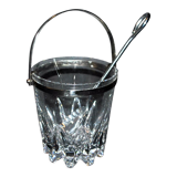 Vintage molded glass ice bucket and chrome ice cube spoon