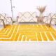 Handmade pure wool rug in traditional yellow, size 150 x 250 cm.