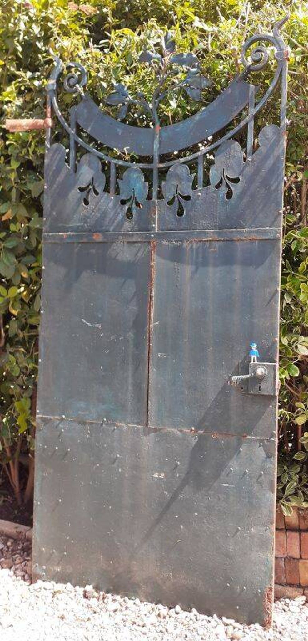 Solid gate, garden iron, H227x110cm, old, exterior door