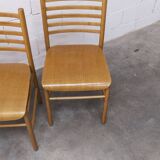 Danish ensemble transformable table 114 cm / 154 + 4 modernist chairs from the 1970s