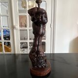 Brutalist wooden lamp