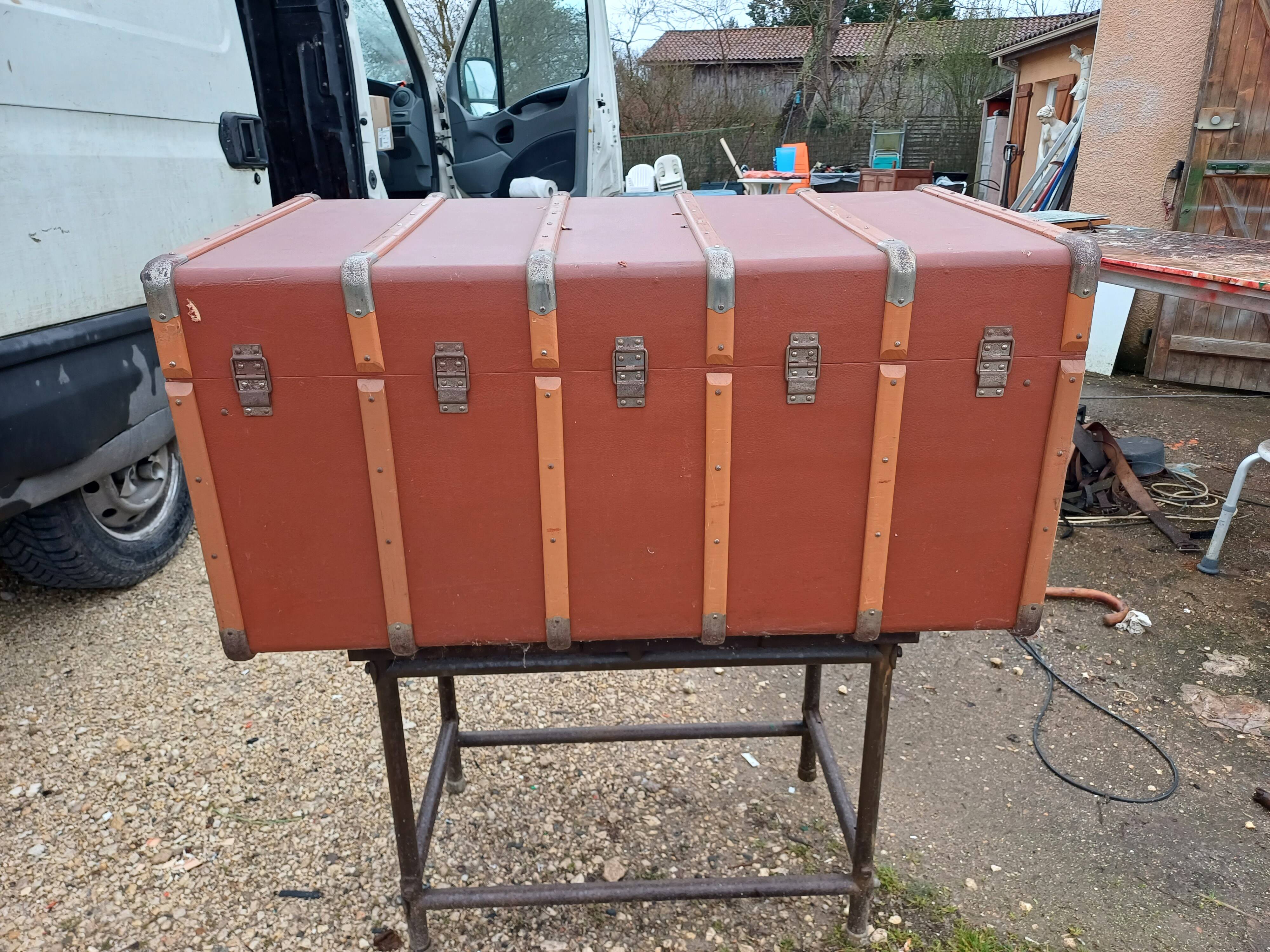 Malle de Voyage Bois et Simili Cuir