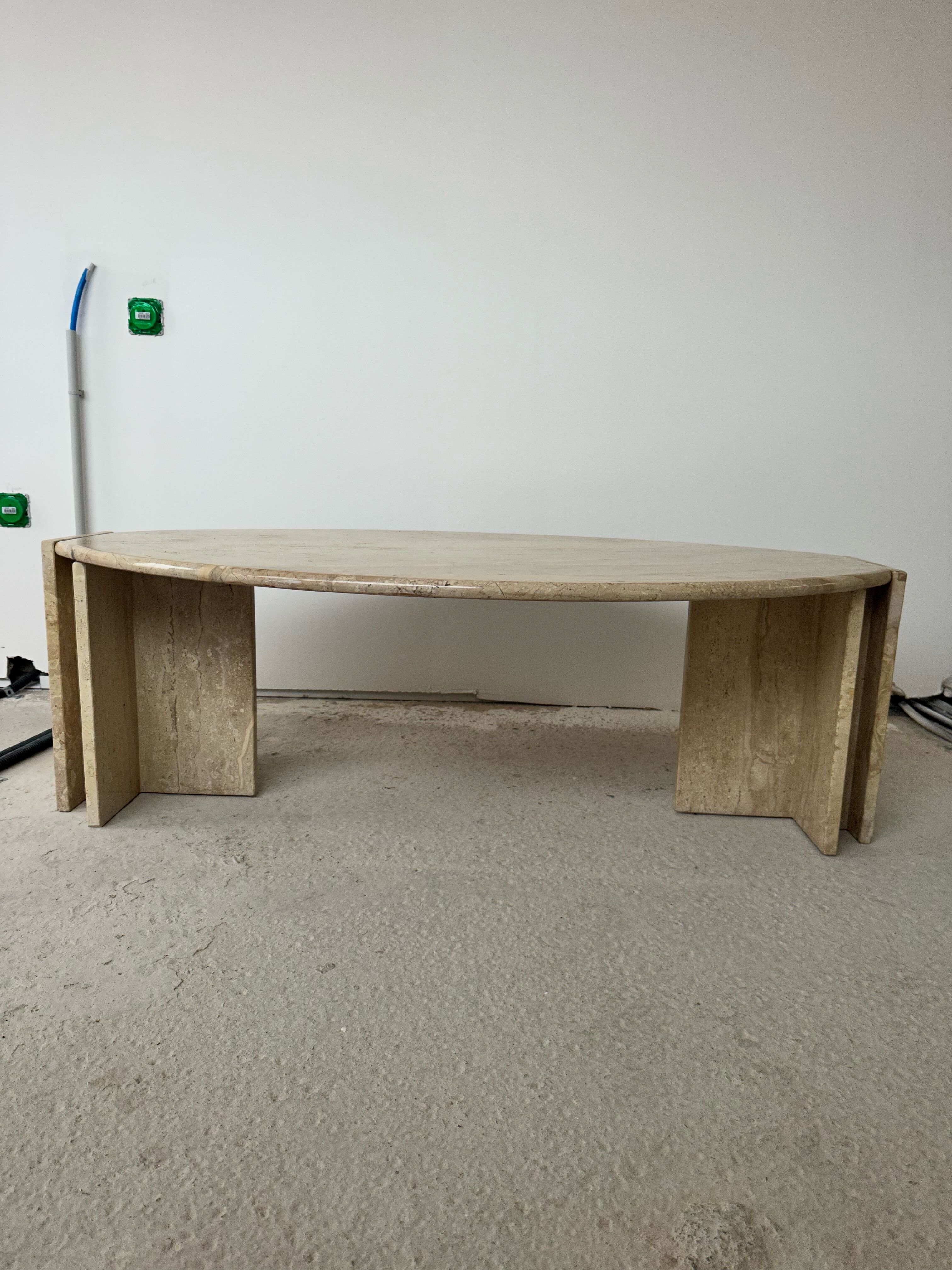 Travertine coffee table, Italian design of the 80s