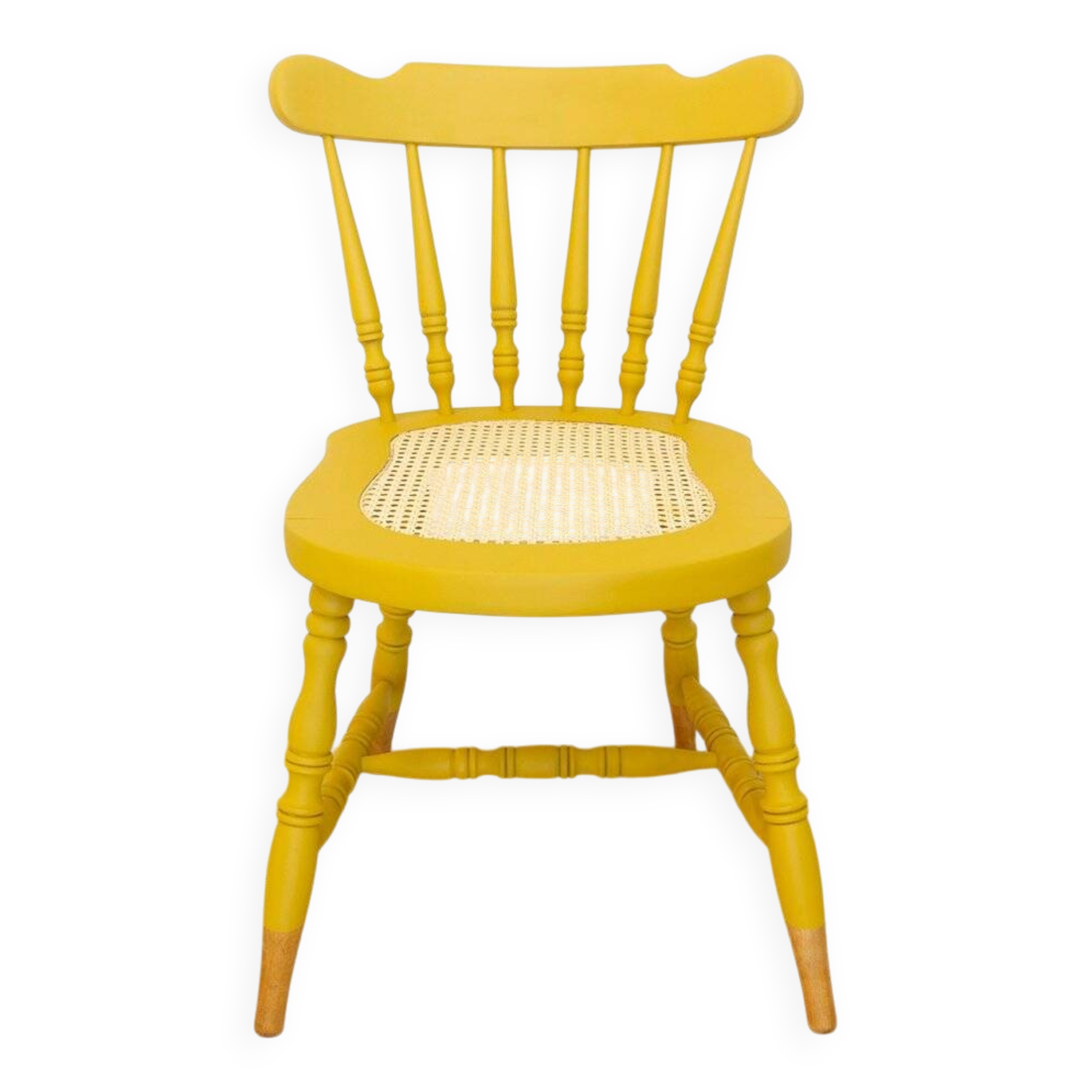 Oak Wooden Grid Seat Chair, Spain, 1950s