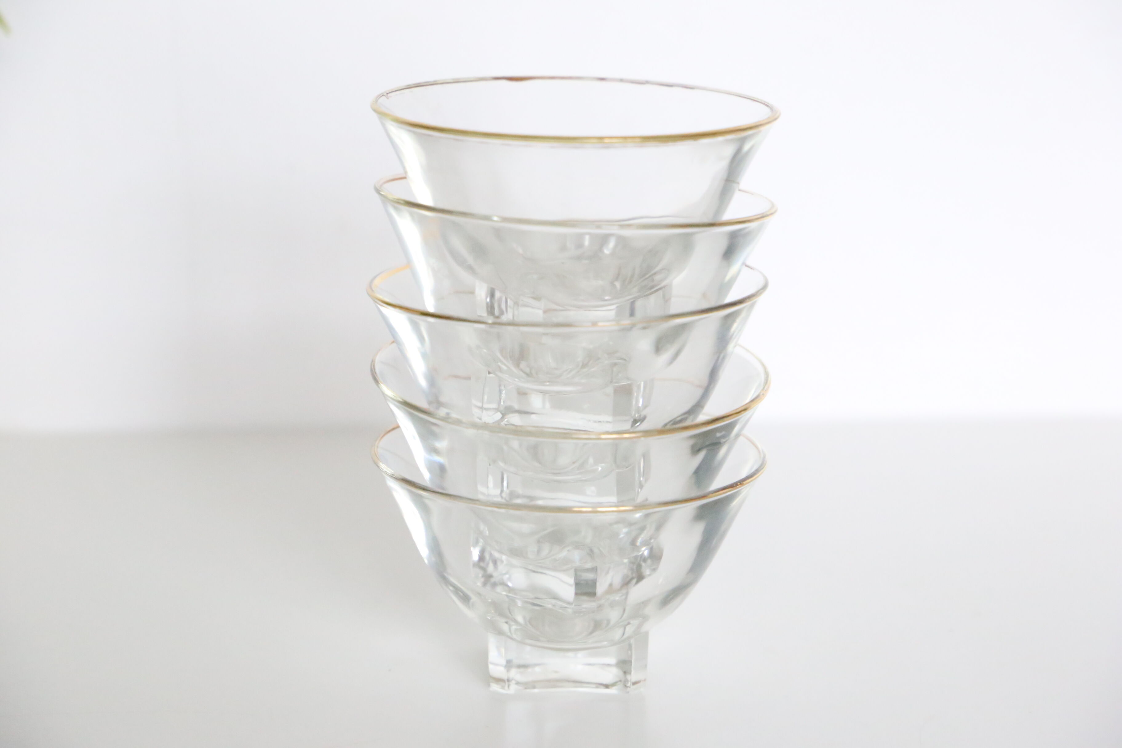 Set of 5 champagne glasses without foot, bistro style